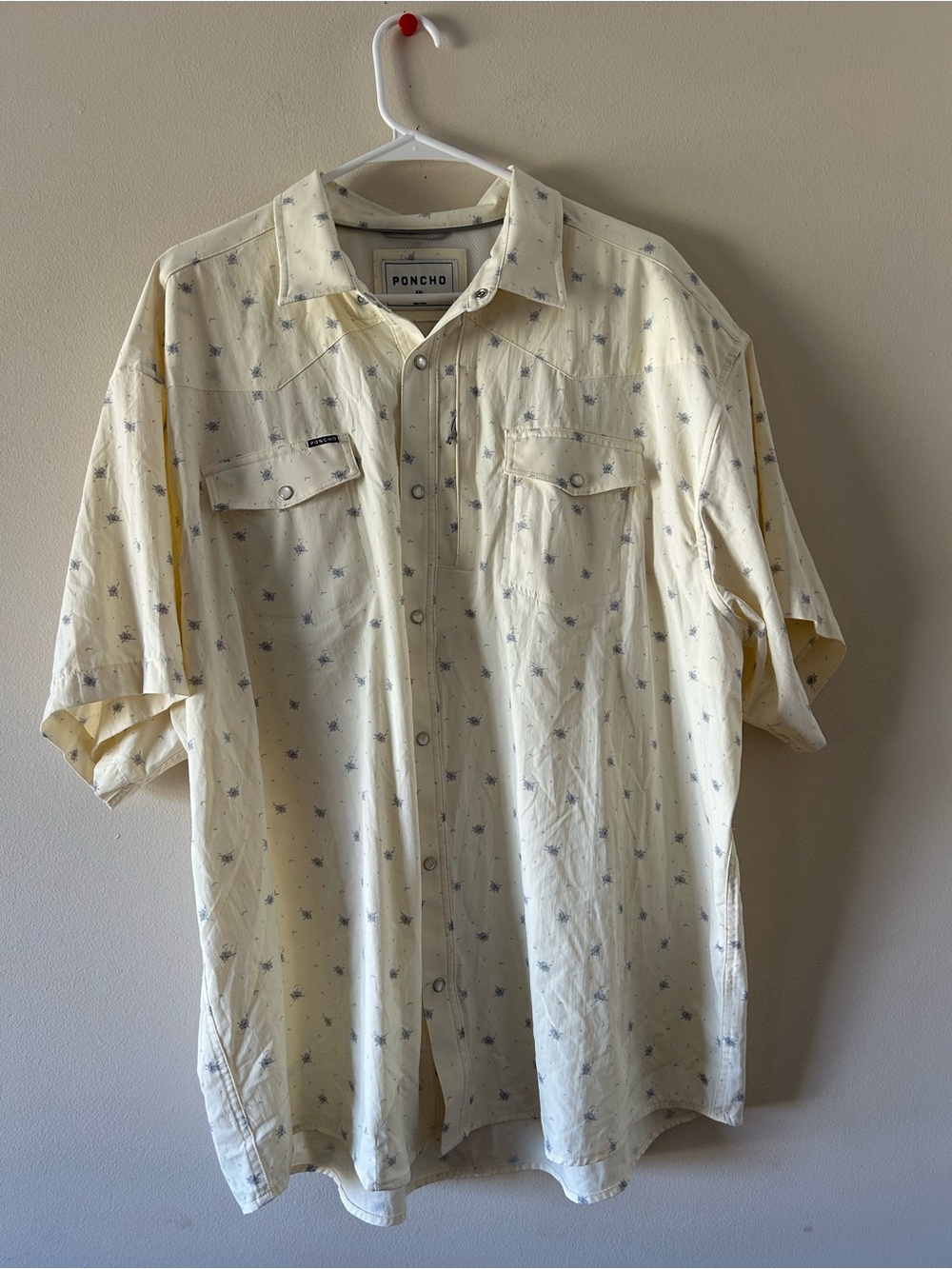 Poncho Men's Short sleeve pearl snap buttons
